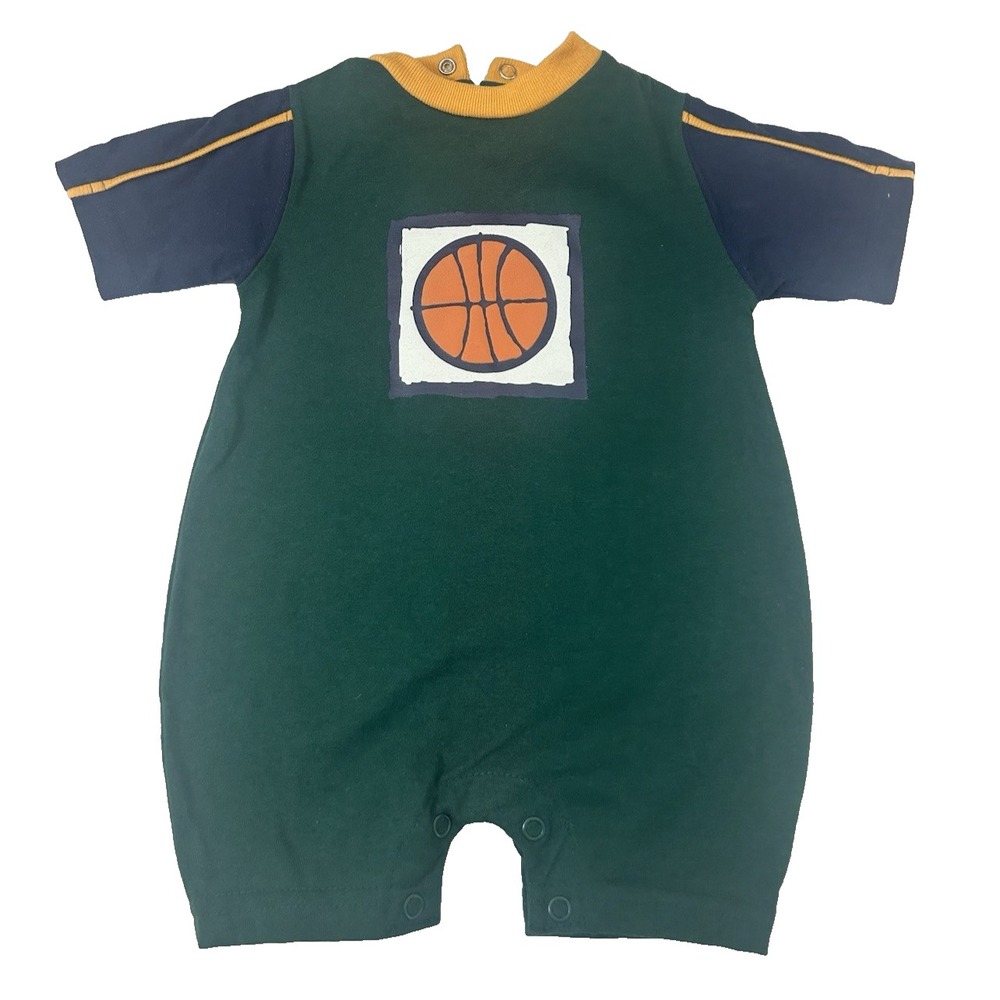 NWT Small Steps Vintage 90s 3-6 Months‎ Baby Romper "B" is for Basketball